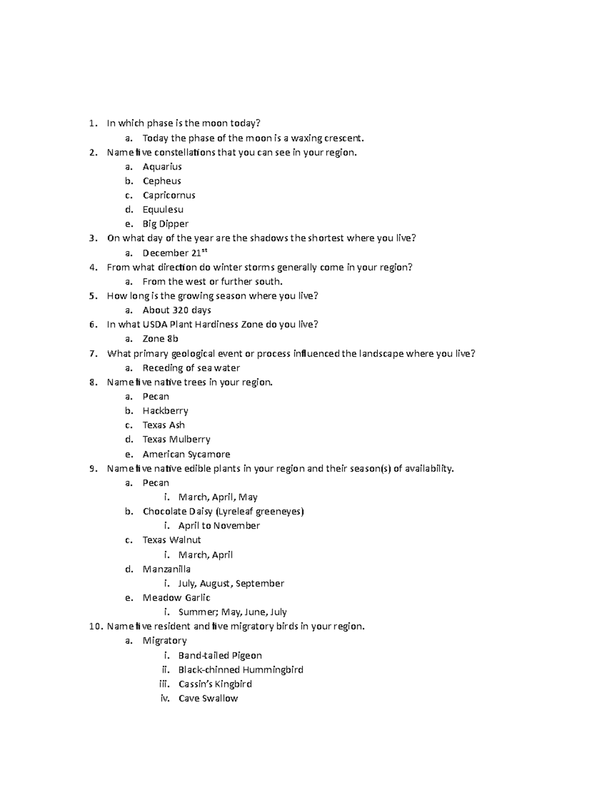 Homework Activity 1 - BIOL 2306.01 Phases of the moon. Plants in our ...