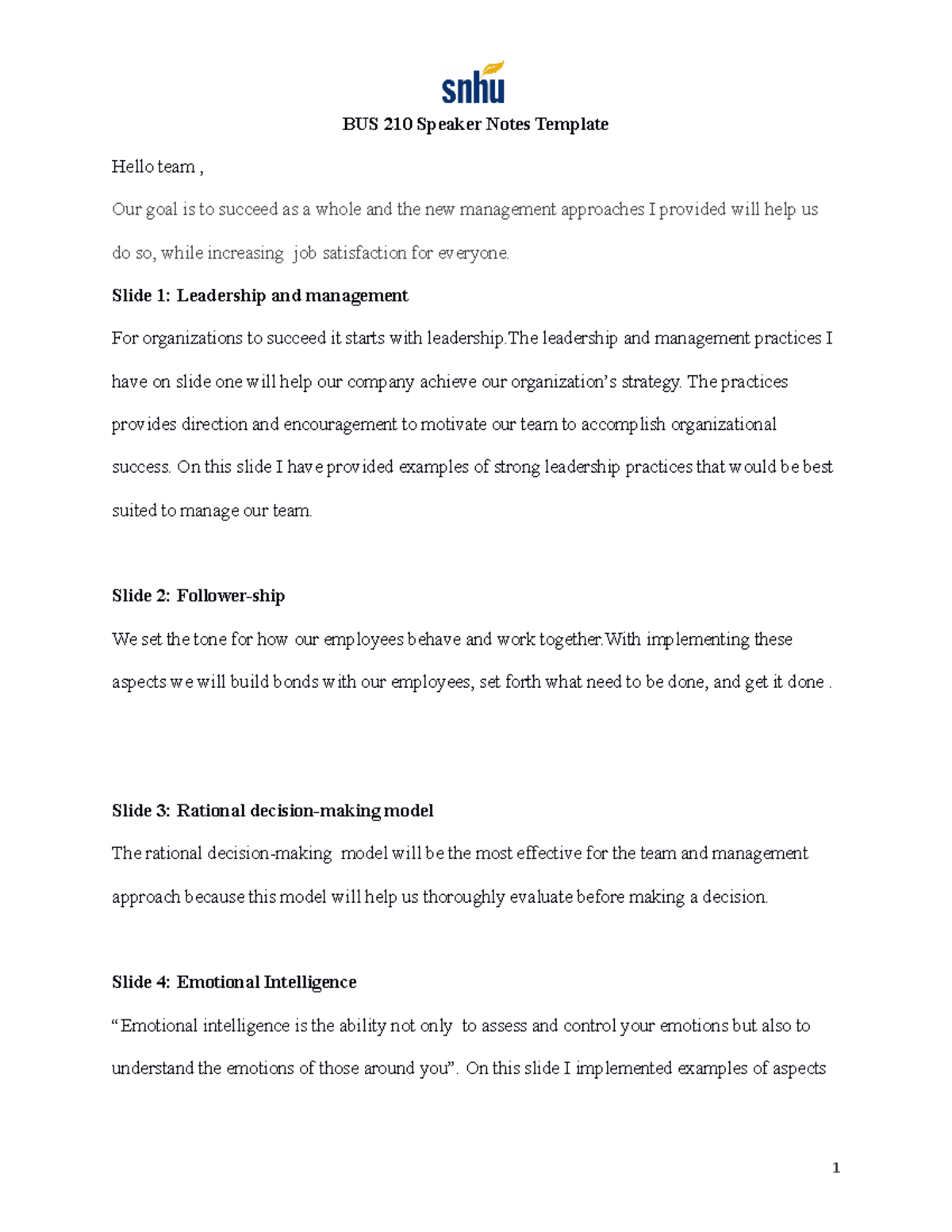 BUS 210 Speaker Notes Template 2 - BUS 210 Speaker Notes Template Hello ...