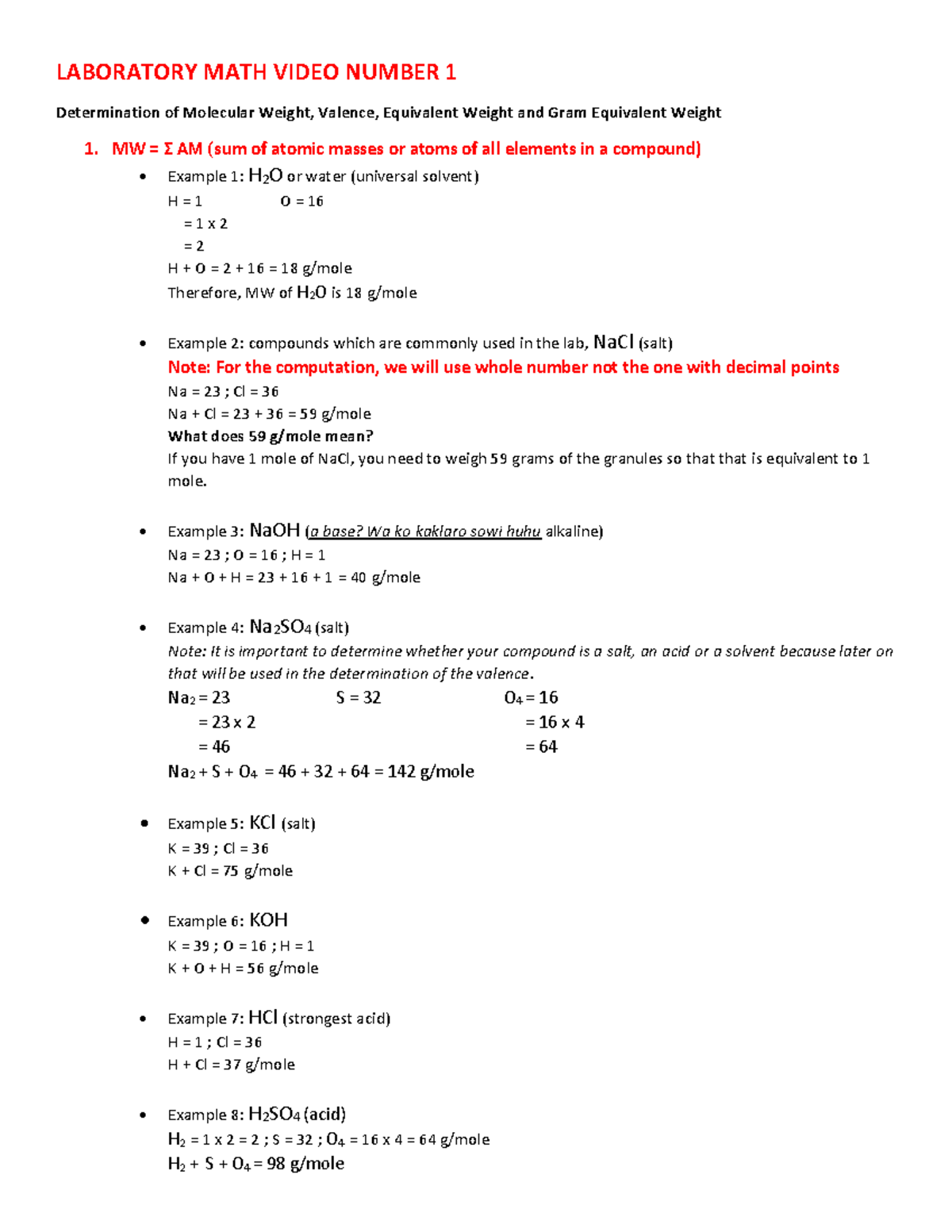 02 Clinical Chemistry Laboratory MATH with computation - LABORATORY ...