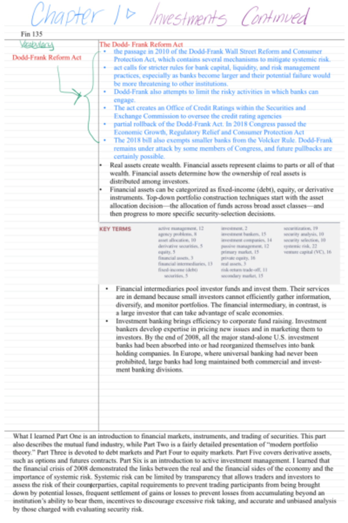 Fin 135 3p - Chapter 1 notes continued - FIN 135 - Studocu