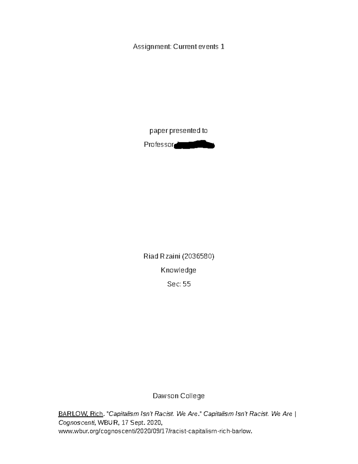 Current event 1: Capitalism Isnt Racist we are - Assignment: Current ...