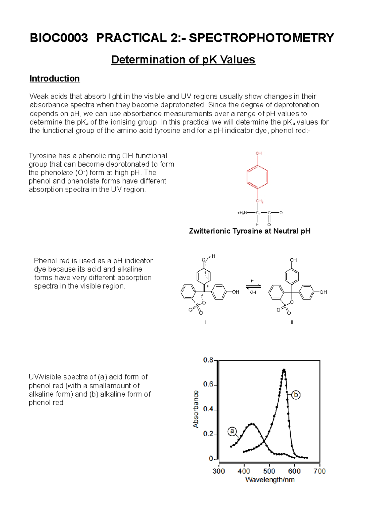 Practical 2 Spectrophotometry 2 BIOC0003 PRACTICAL 2