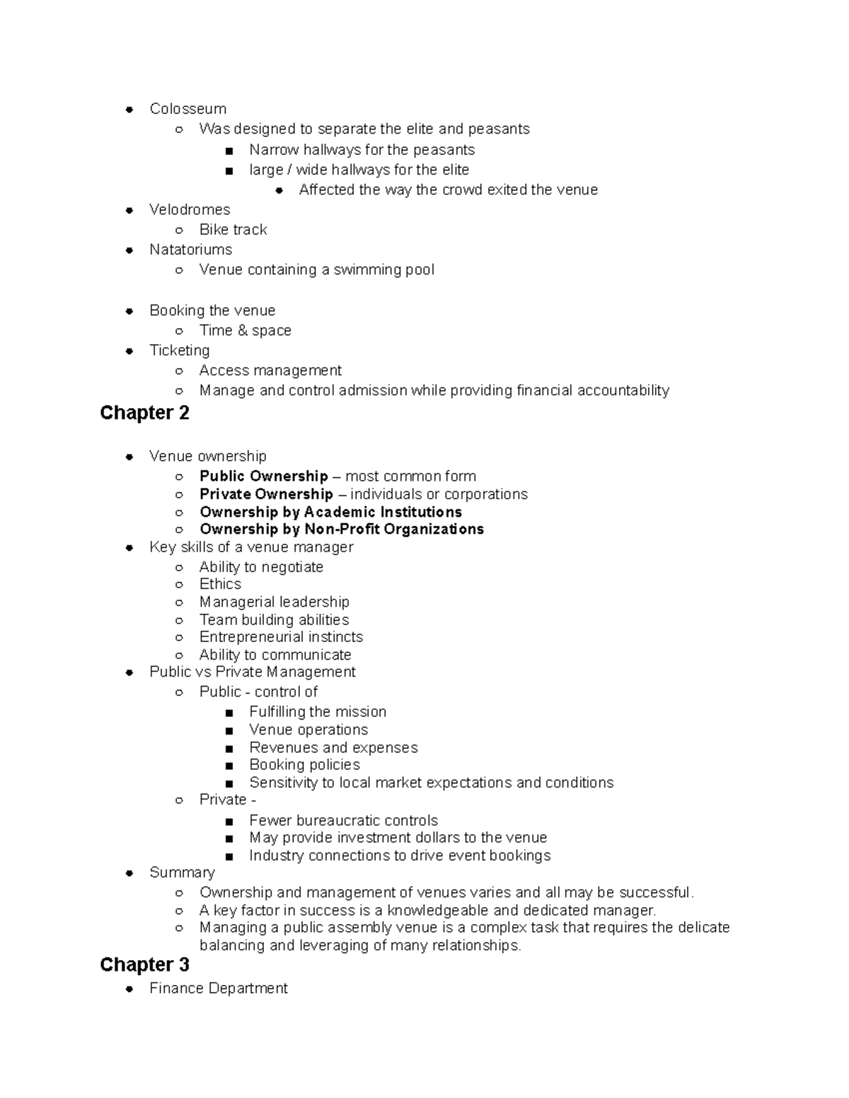 Notes - Colosseum Was designed to separate the elite and peasants ...