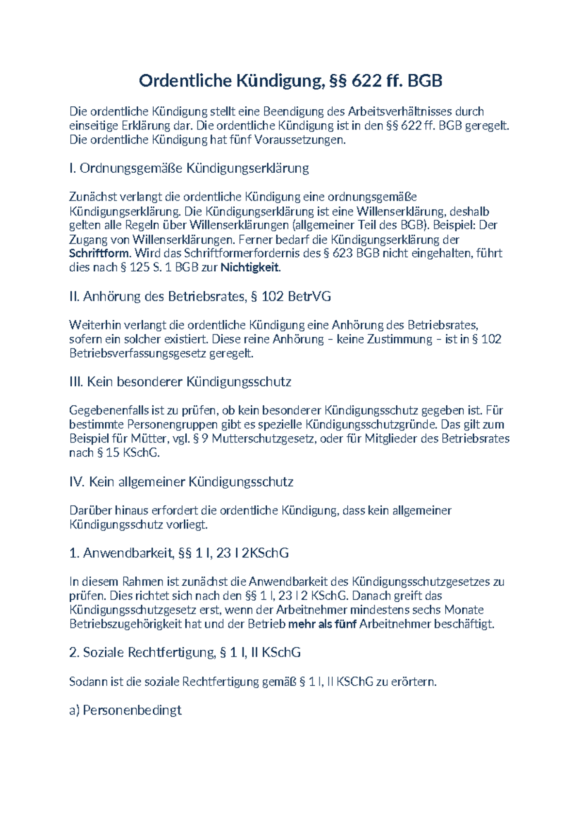 Ordentliche Kündigung - Ordentliche Kündigung, §§ 622 Ff. BGB Die ...