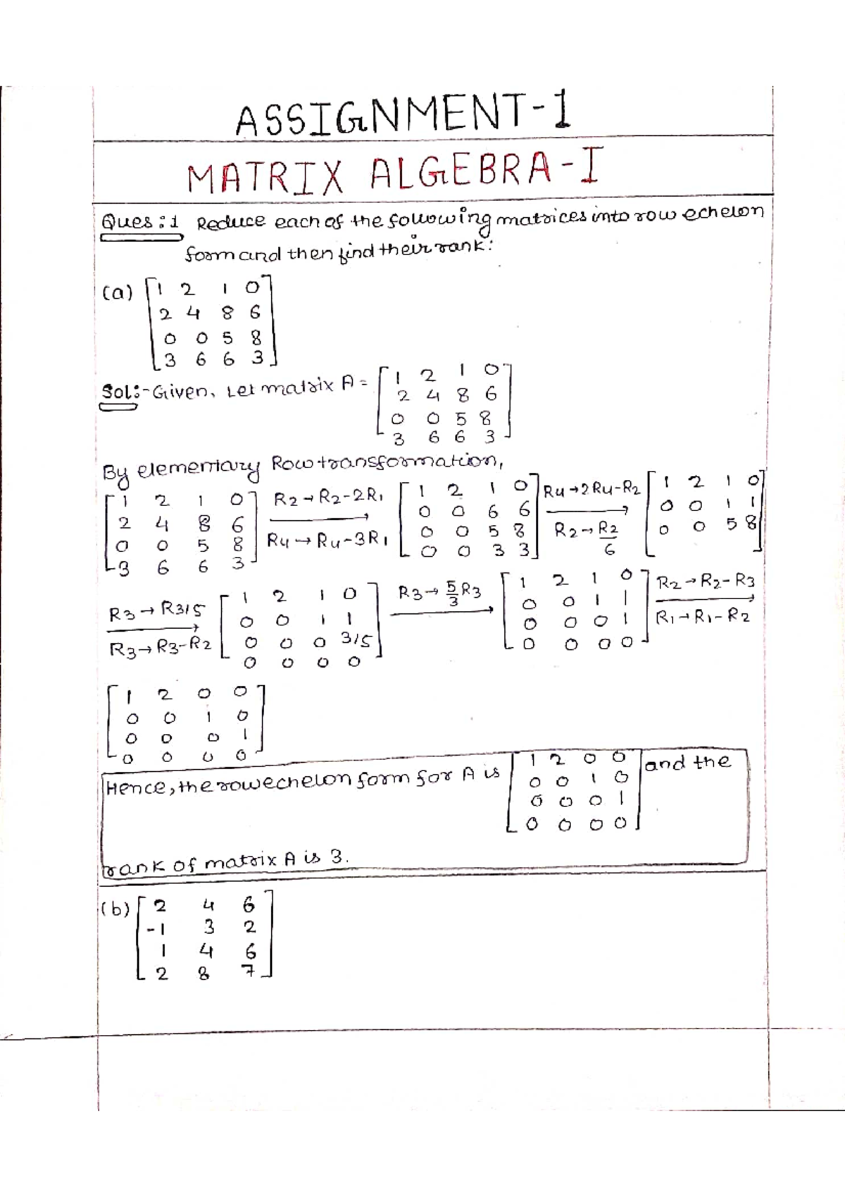 mathematics for management assignment oum