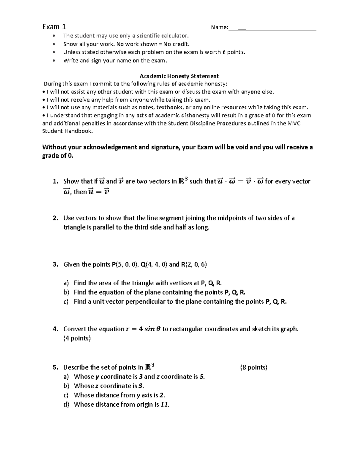 Calc 3 exam 1 test review - MAT-1C - Studocu