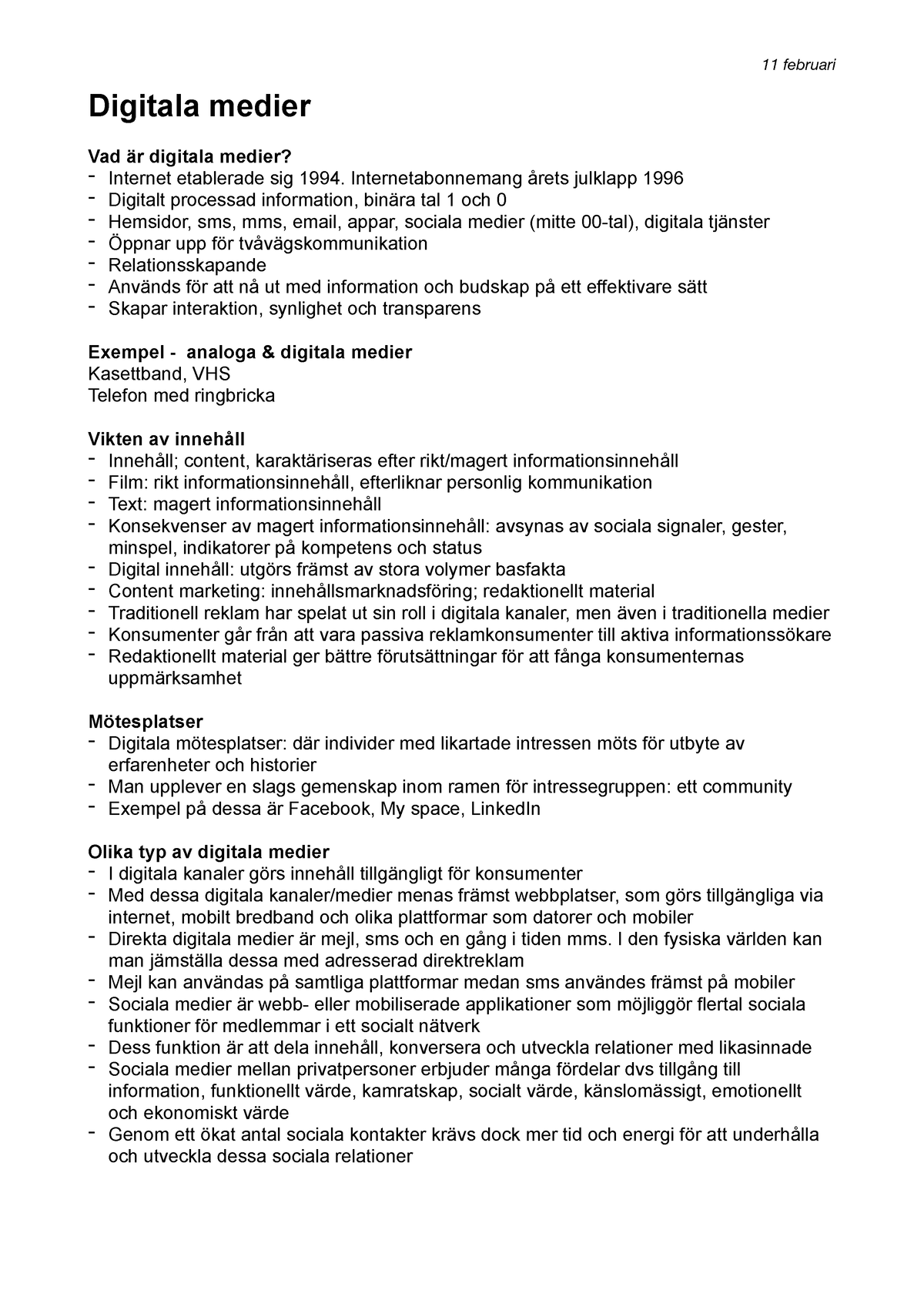 Digitala Medier- 11:2 - 11 Februari Digitala Medier Vad är Digitala ...