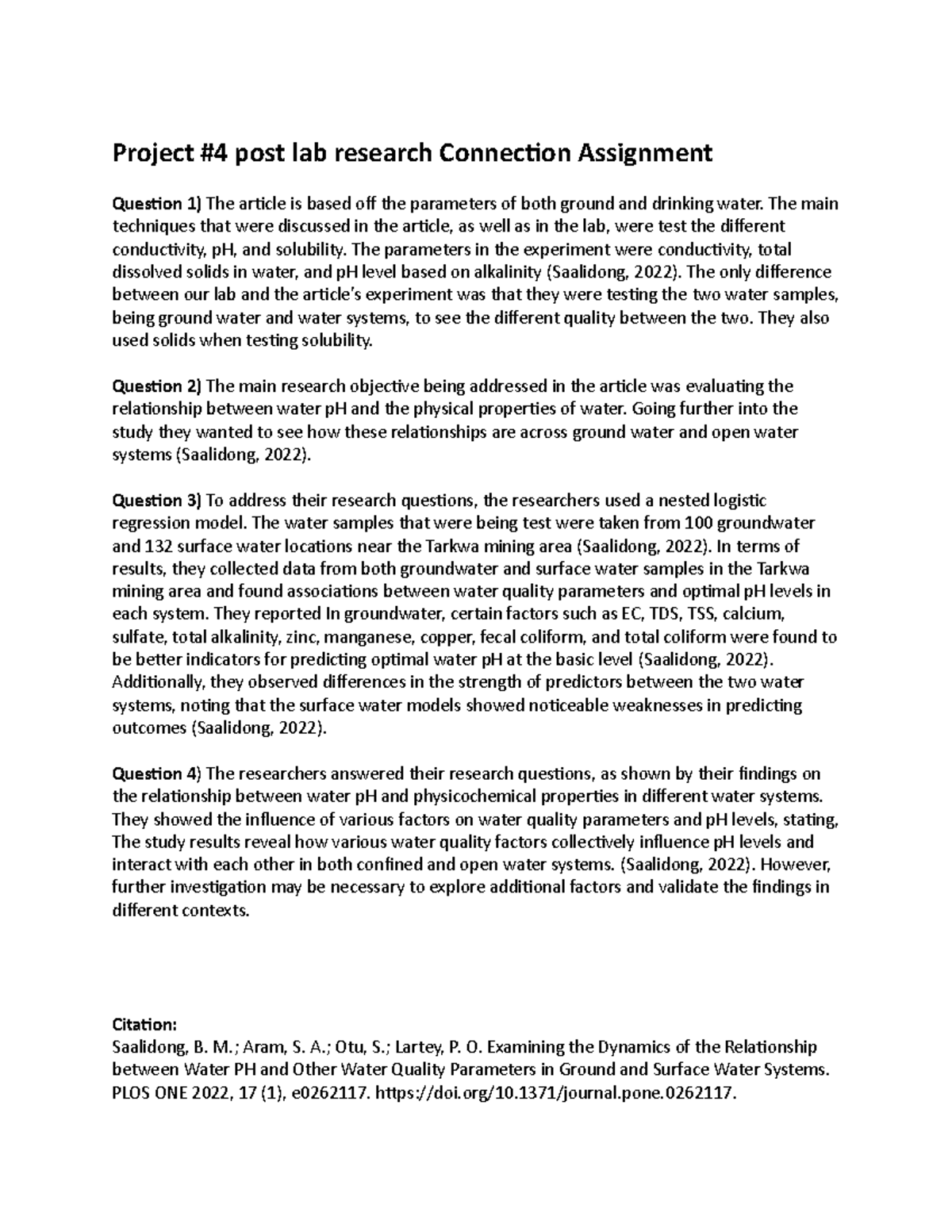 Project 4 post lab Project 4 post lab research Connection Assignment