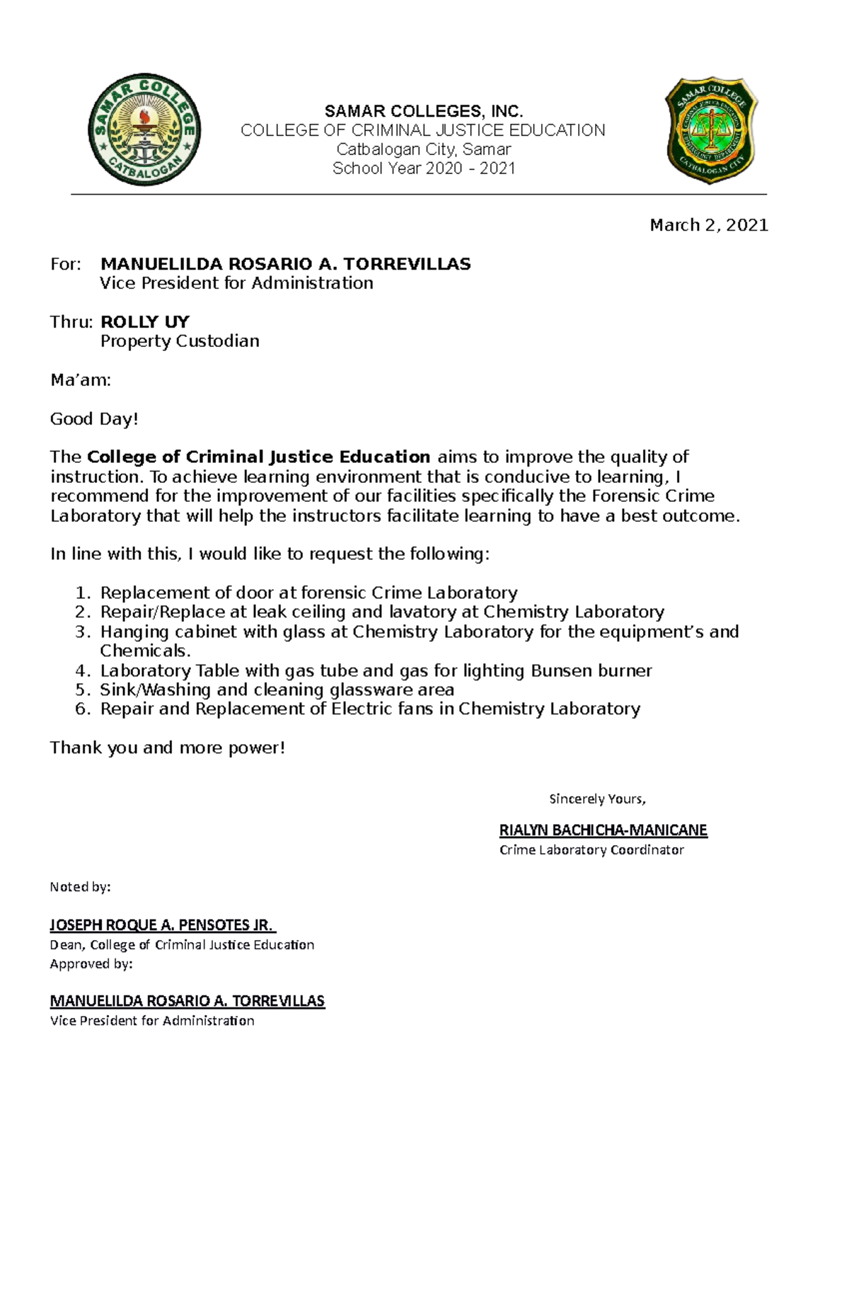 sample of application letter for criminology graduate