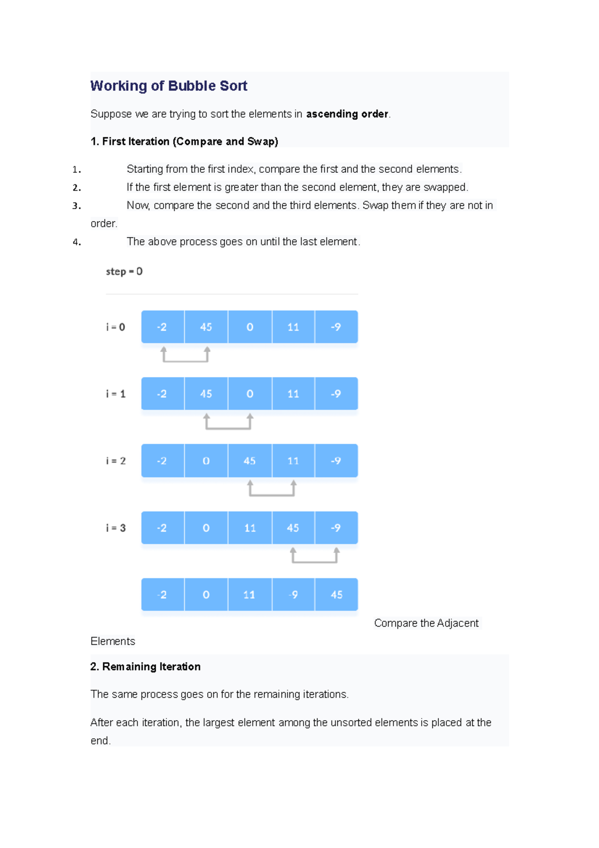 Working of Bubble Sort 814e5a389d7c677e94daccfd 33663 eaa - Working of ...