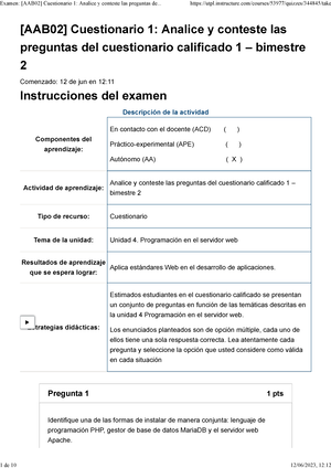 Examen [AAB01] Cuestionario 1 - [AAB01] Cuestionario 1: Diferenciar Los ...