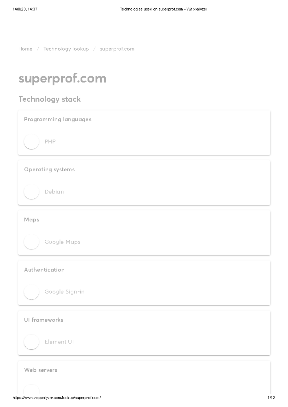 Technologies Used On Superprof.com - Wappalyzer - Home / Technology ...