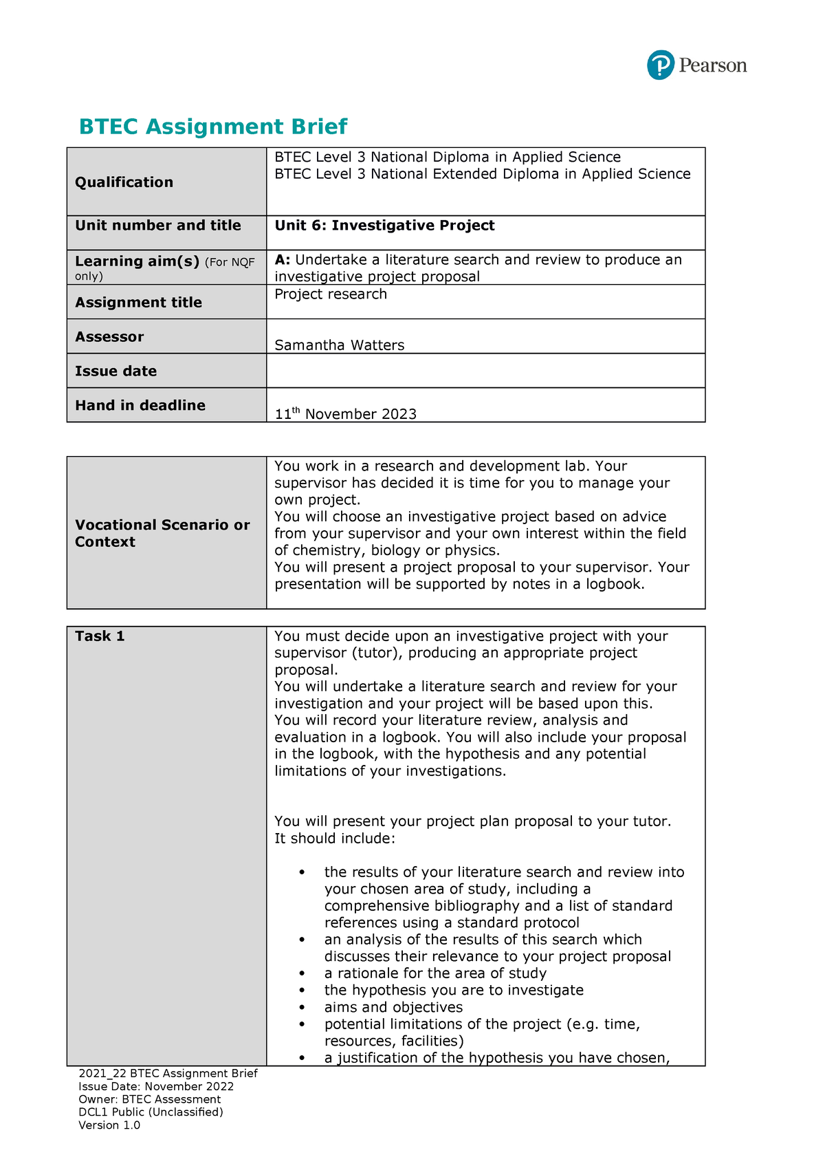 btec assignment brief checking service