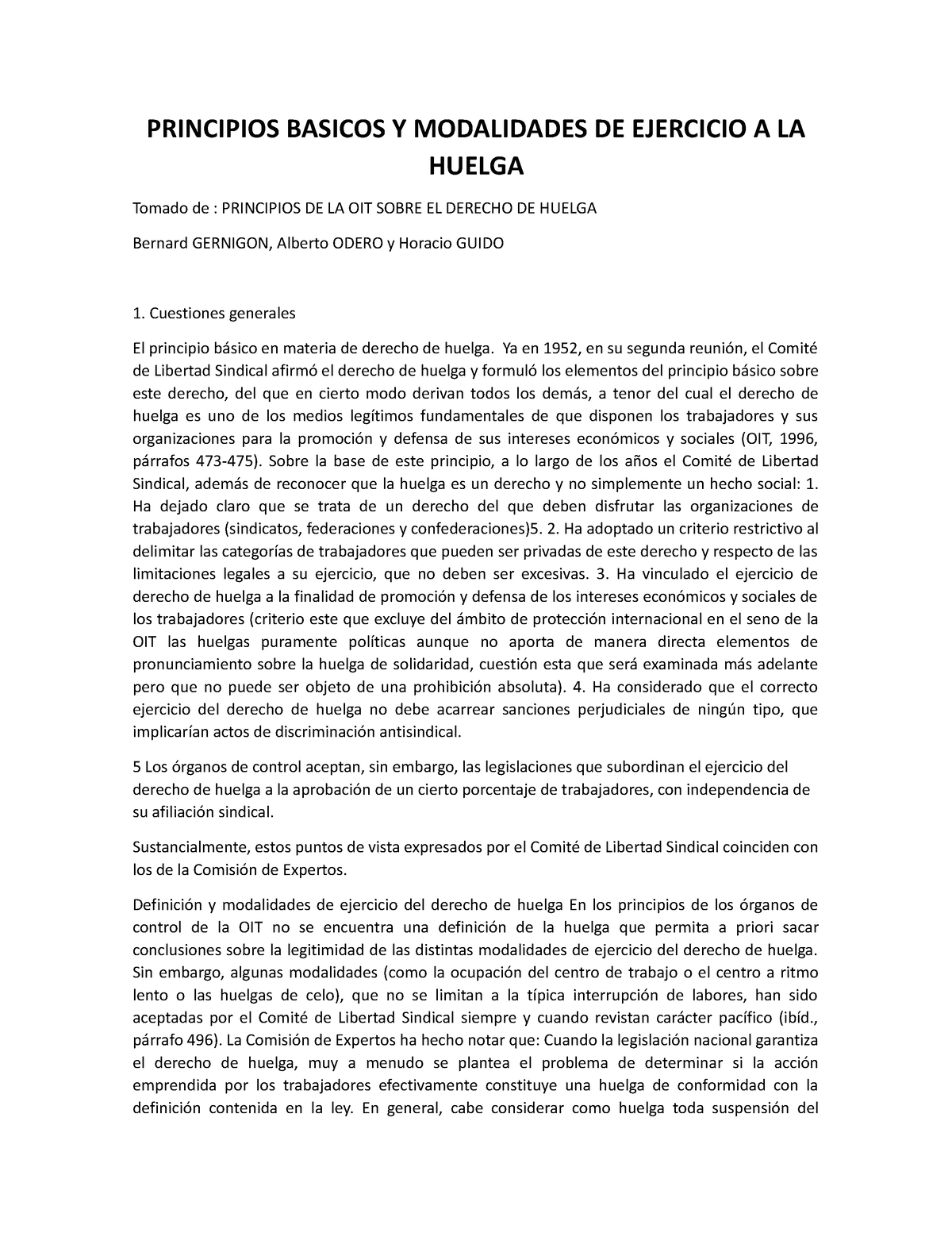 Derecho A La Huelga-OIT - PRINCIPIOS BASICOS Y MODALIDADES DE EJERCICIO ...