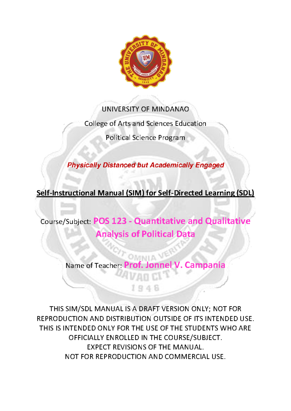SIM-POS-123-Week-4-5 - UNIVERSITY OF MINDANAO College of Arts and ...