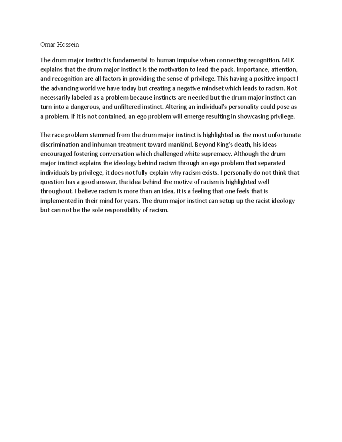 Journey Dab Omar Hossein The drum major instinct is fundamental to