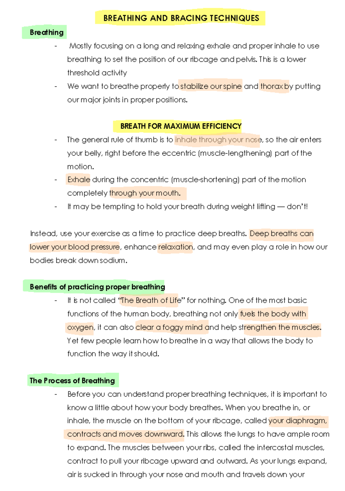 Breathing and Bracing Techniques BREATHING AND BRACING TECHNIQUES