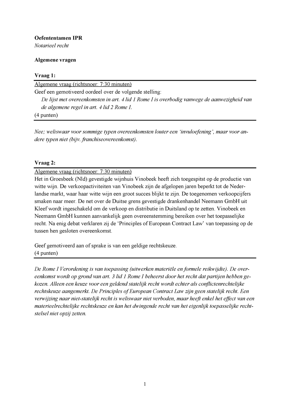 Oefententamen IPR Met Antwoordindicaties (2021) - Oefententamen IPR ...