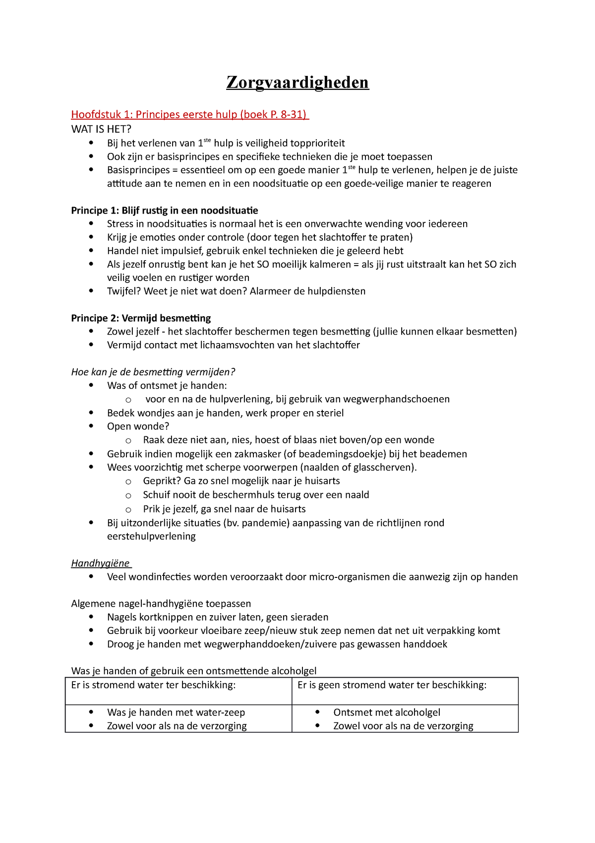 Zorgvaardigheden (klaar) - Zorgvaardigheden Hoofdstuk 1: Principes ...