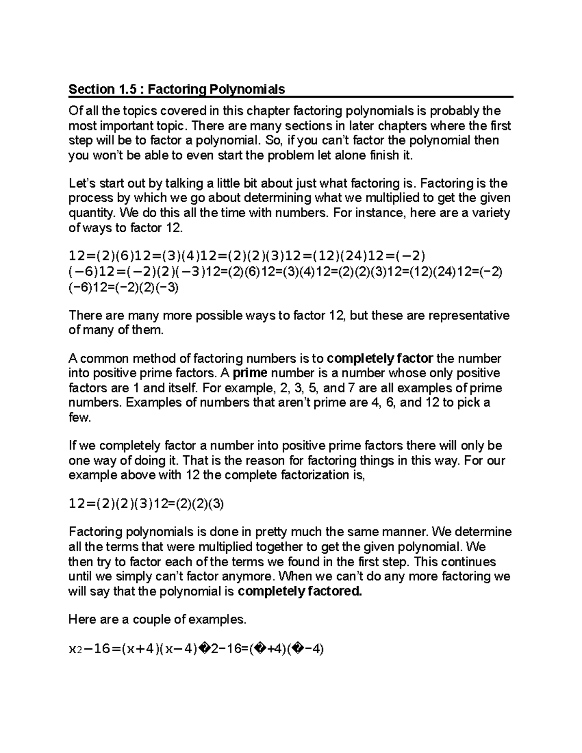 Section 5 - hello - Section 1 : Factoring Polynomials Of all the topics ...