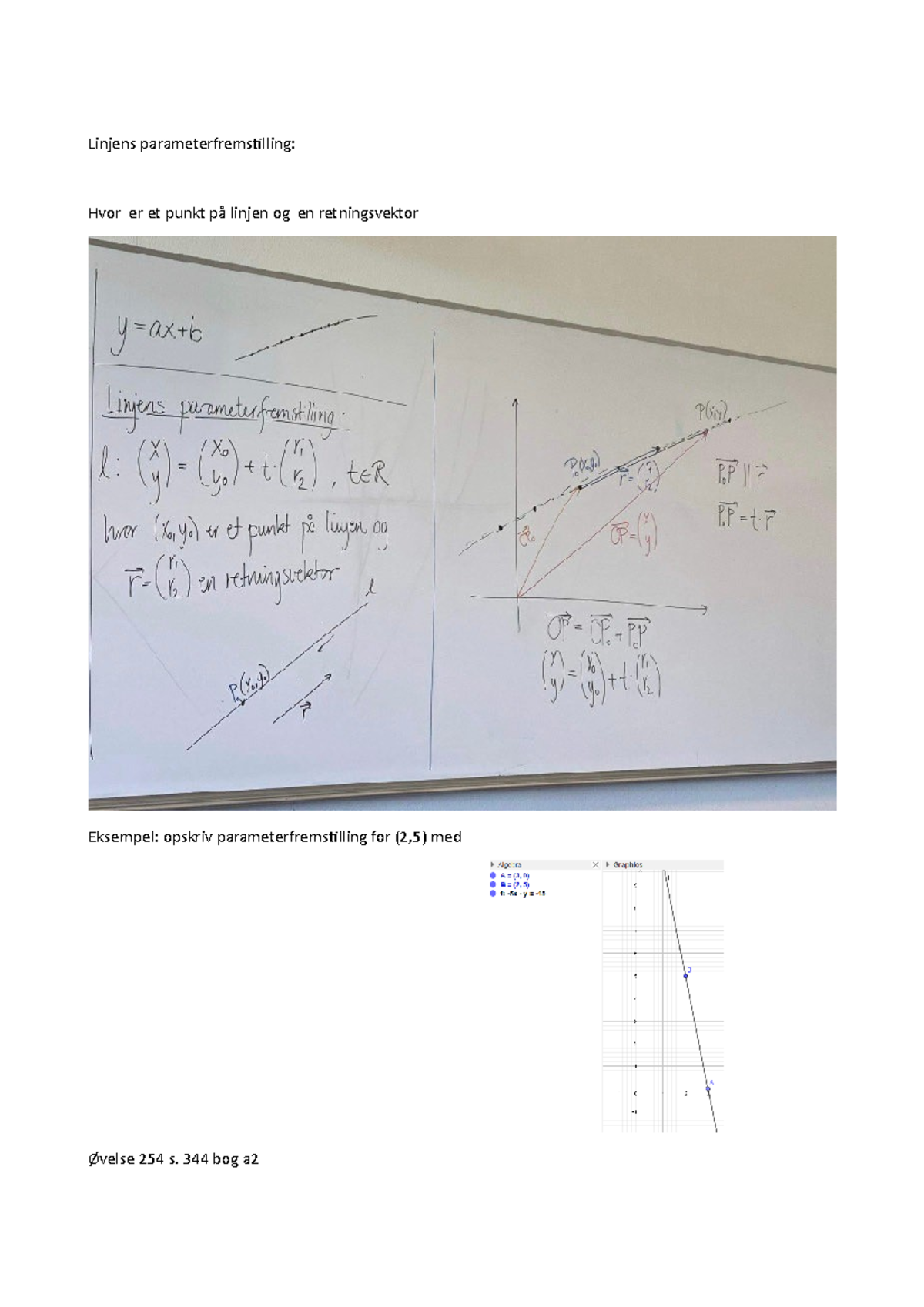 Linjens Parameterfremstilling - 344 Bog A Bestem ...