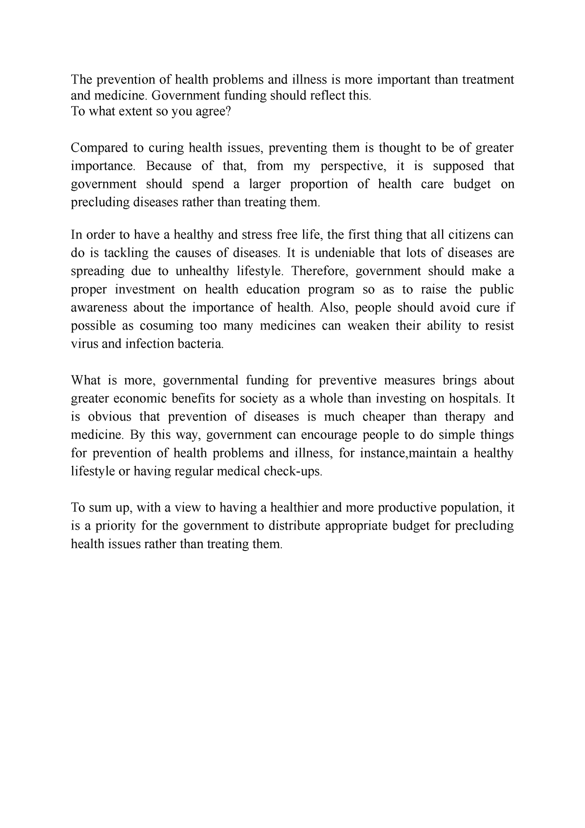 essay about health crisis