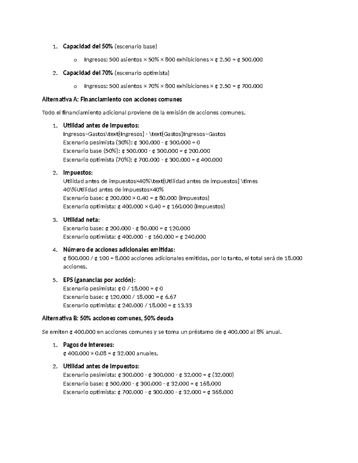 Capacidad del 50 - apune - Capacidad del 50% (escenario base) o ...