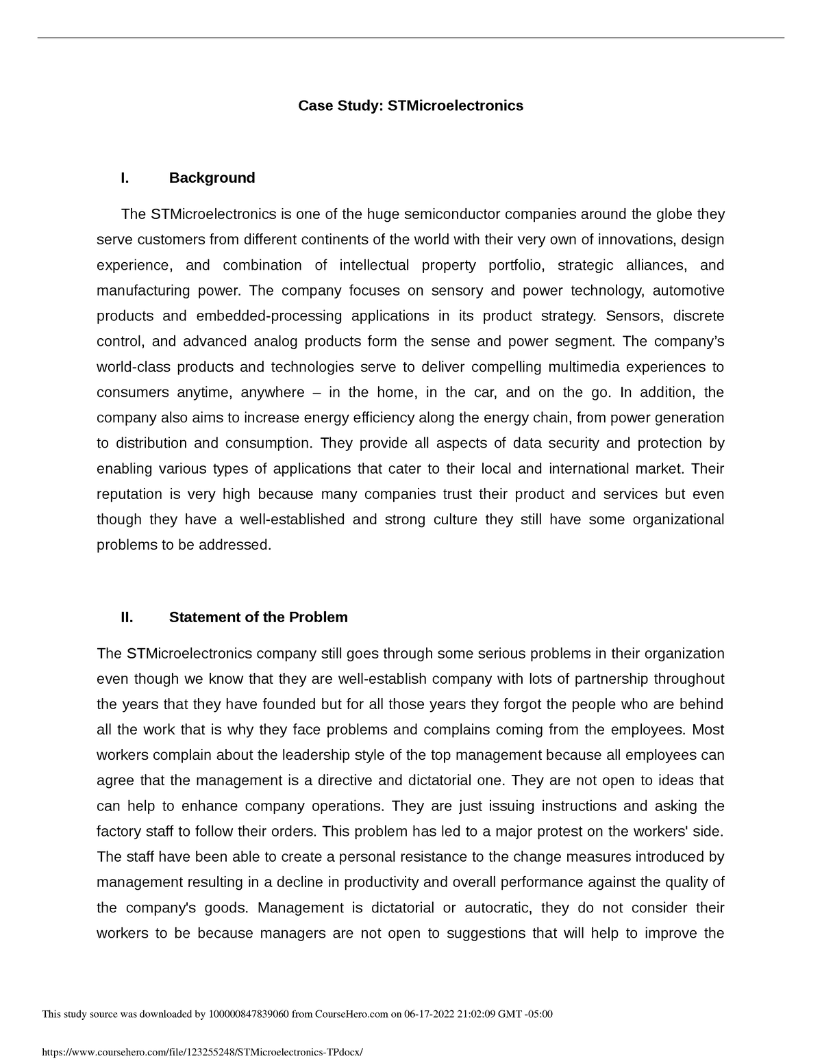 stmicroelectronics case study background