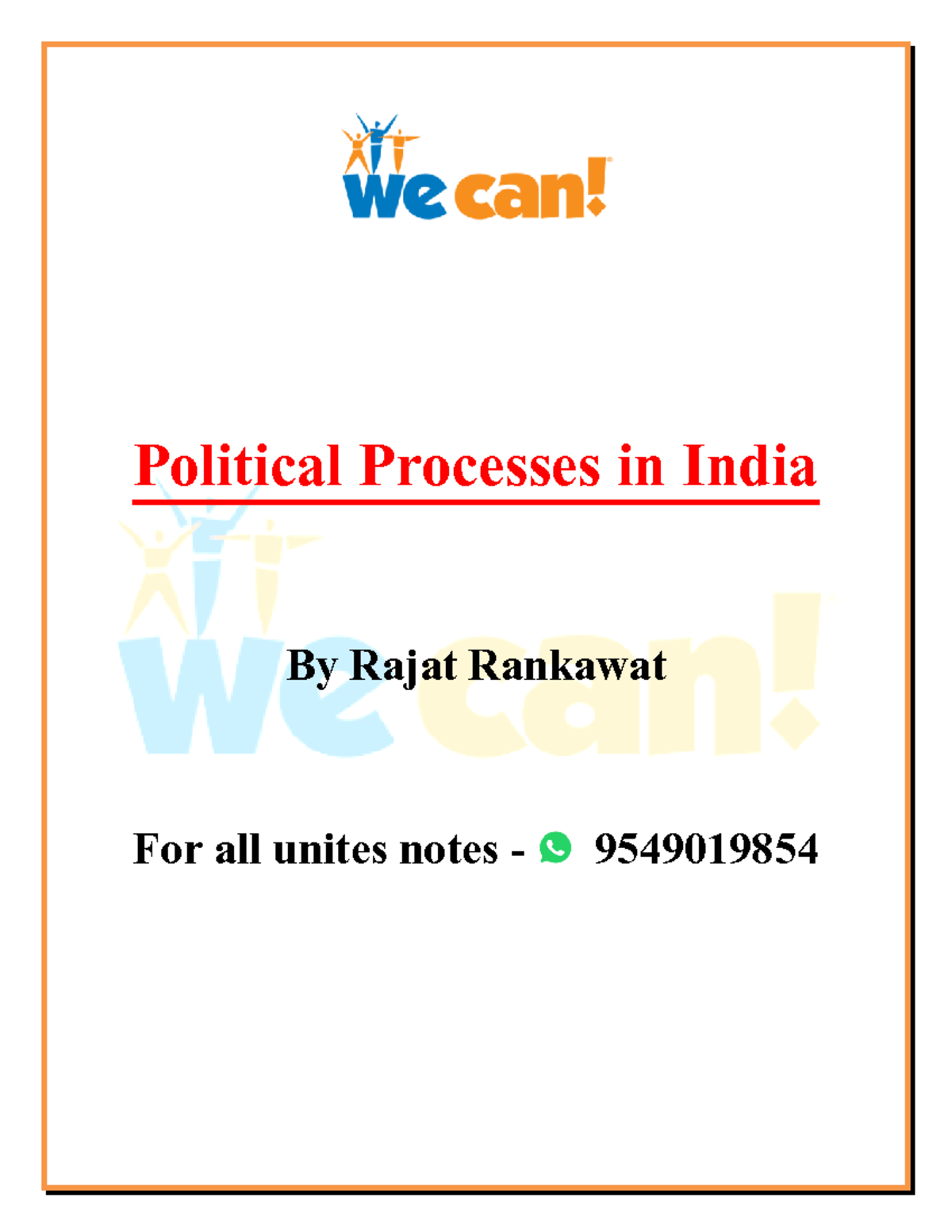 Political Processes in India - First Phase After Independence the ...