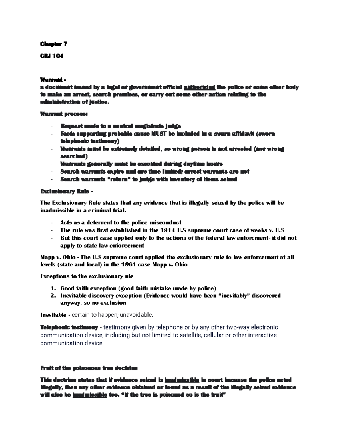 Chap 7 Pt 3 - CRJ 104 CSN - Chapter 7 CRJ 104 Warrant - a document ...