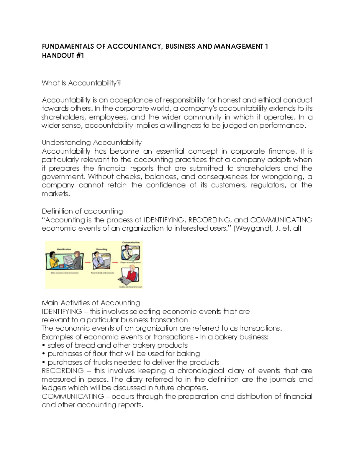 FABM1 Handout 1 - Notes - FUNDAMENTALS OF ACCOUNTANCY, BUSINESS AND ...