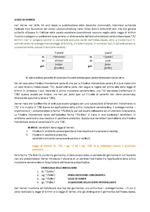 Legge di Verner e alternanza grammaticale Legge di Verner La prima