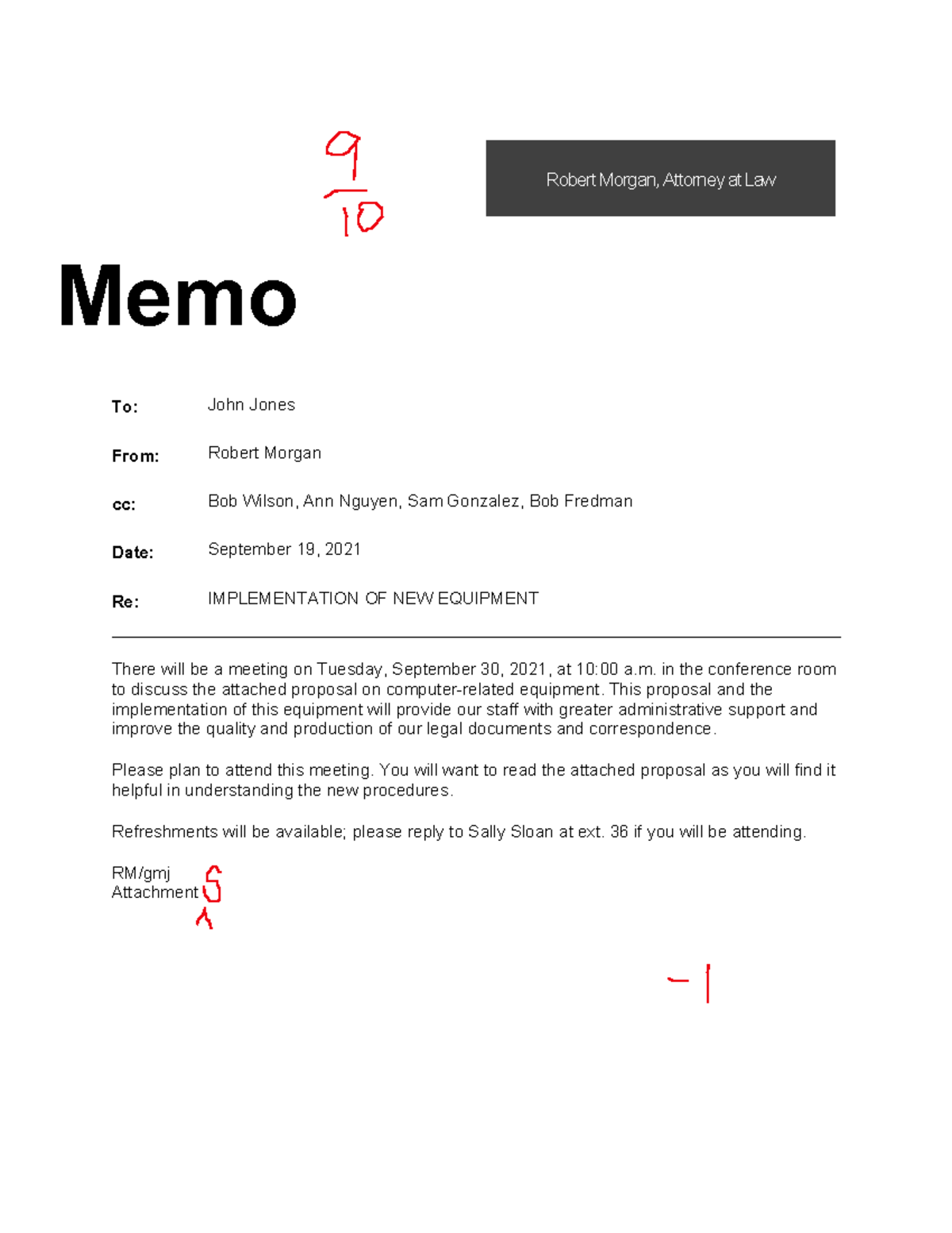 Memo - Shows How This Legal Document Should Be Correctly Formatted 