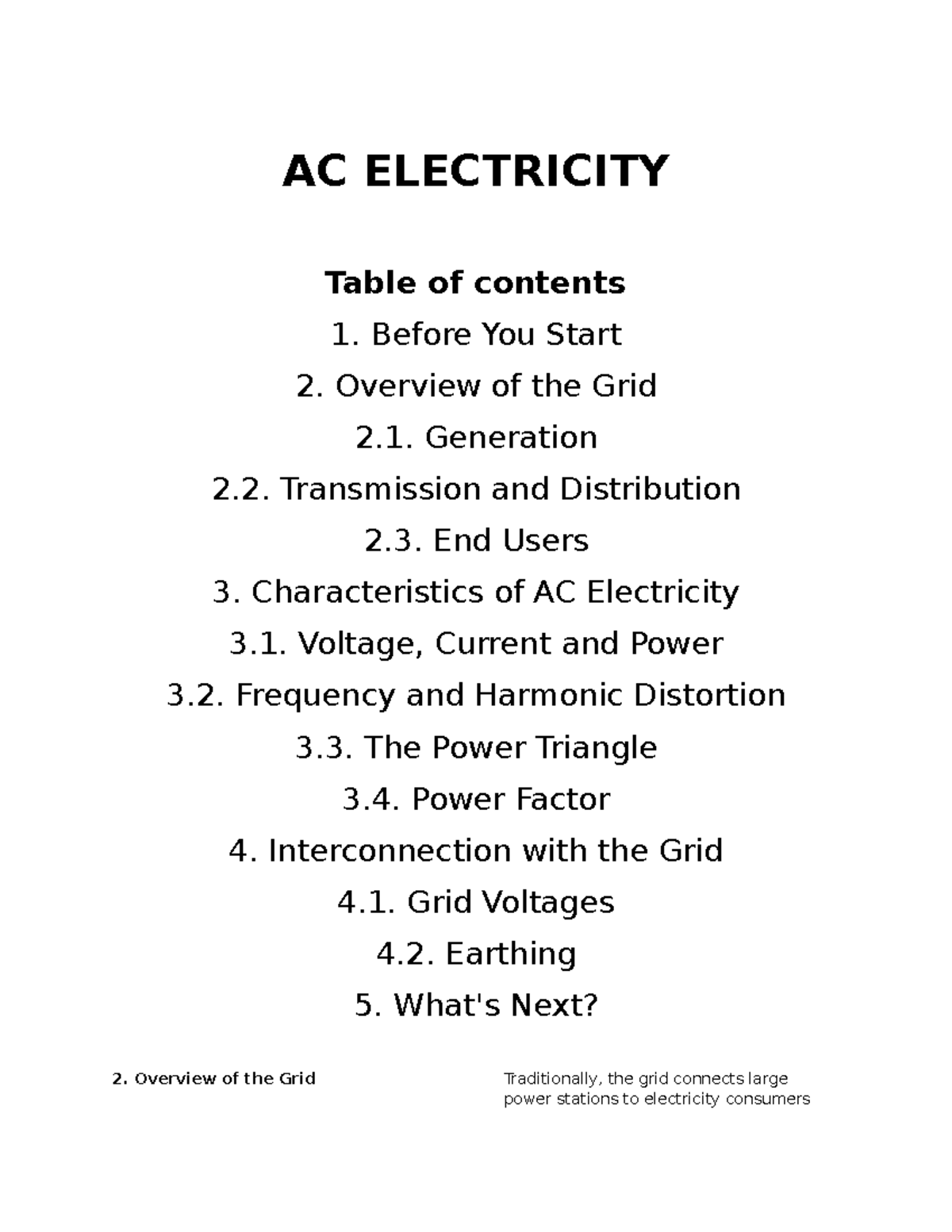 AC Electricity - AC ELECTRICITY Table of contents 1. Before You Start 2 ...