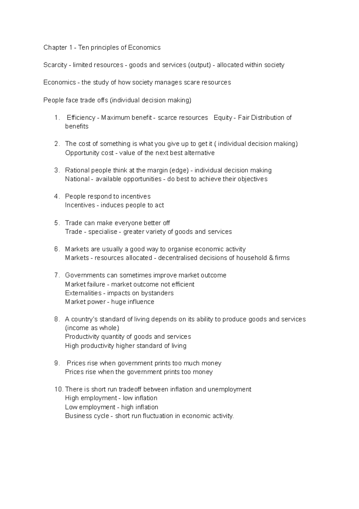 Chapter 1 - Ten principles of Economics - ECO1102 - uOttawa - Studocu