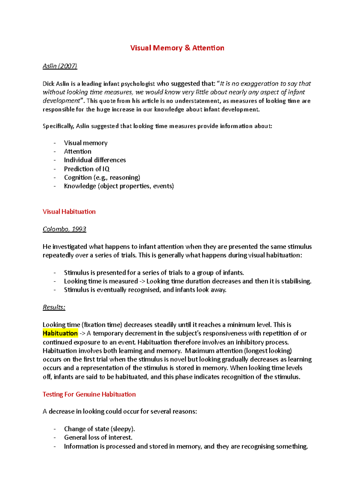 Lecture 1 - Visual Memory and Attention - PY40008 - Dundee - Studocu