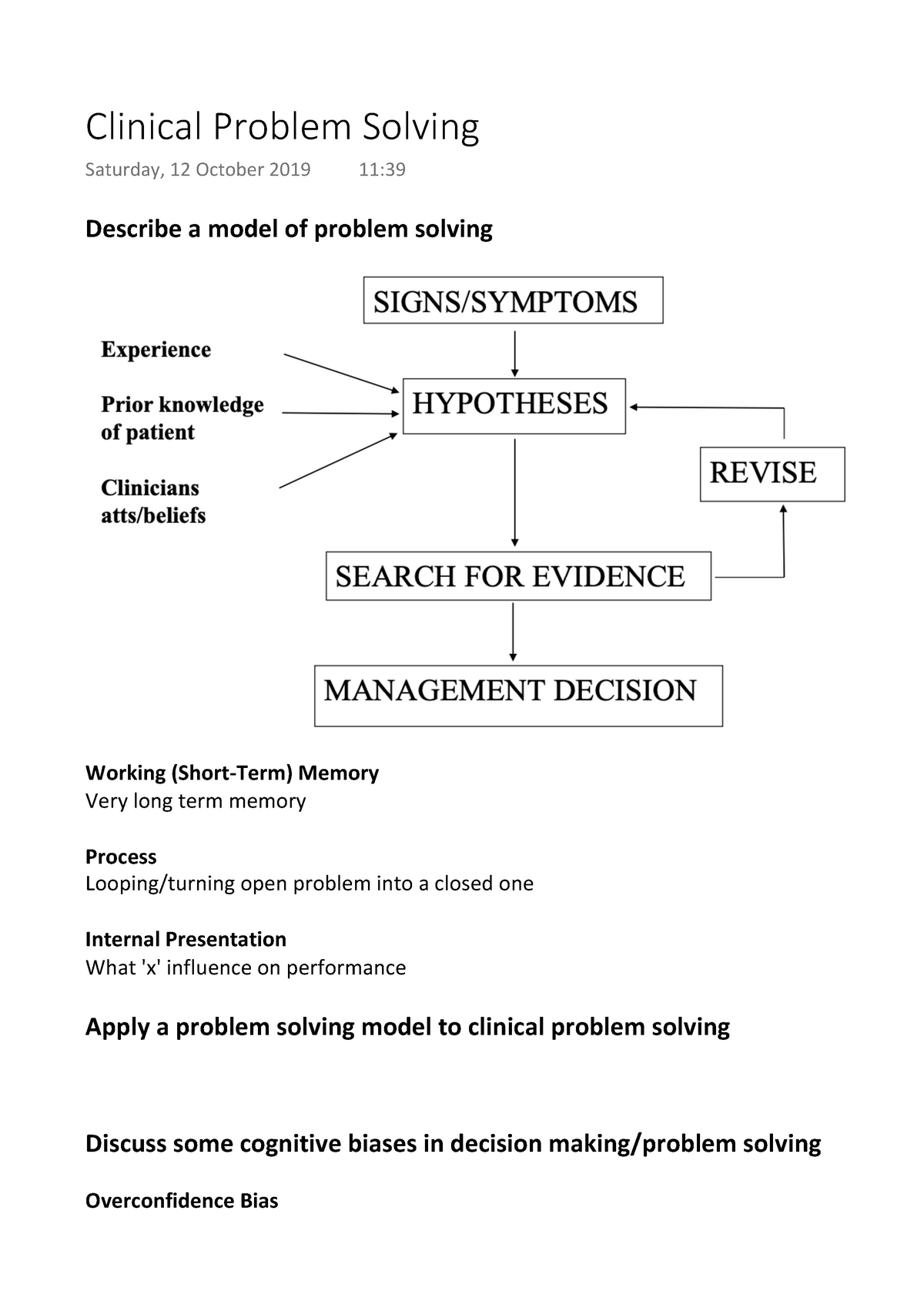 clinical problem solving examples