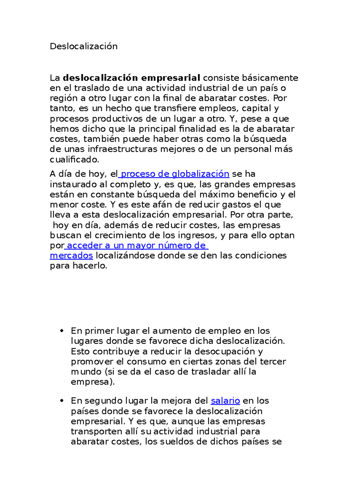 Deslocalizaciones Practica Trabajo Deslocalización La Deslocalización Empresarial Consiste 2480