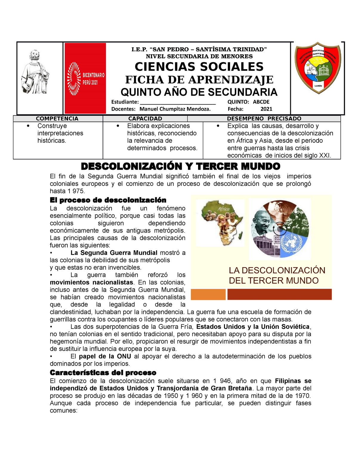 7- DOC 595066 . “SAN PEDRO – SANTÍSIMA TRINIDAD” NIVEL SECUNDARIA DE  MENORES CIENCIAS SOCIALES - Studocu