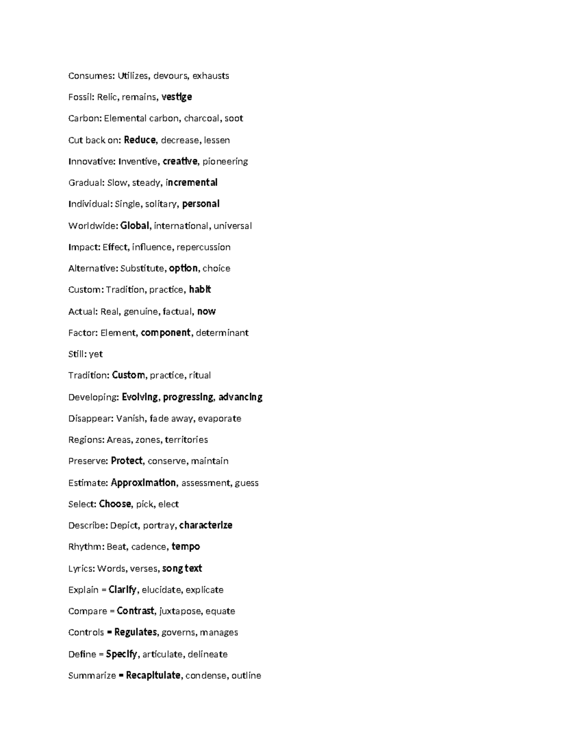 Unit 13 vocabulary english and spanish Consumes Utilizes, devours