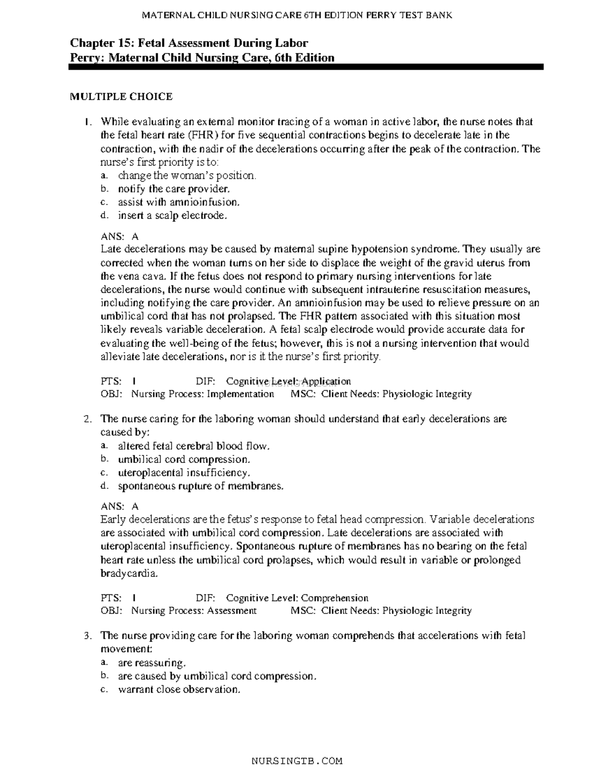 C15 - Review - NURSINGTB Chapter 15: Fetal Assessment During Labor ...