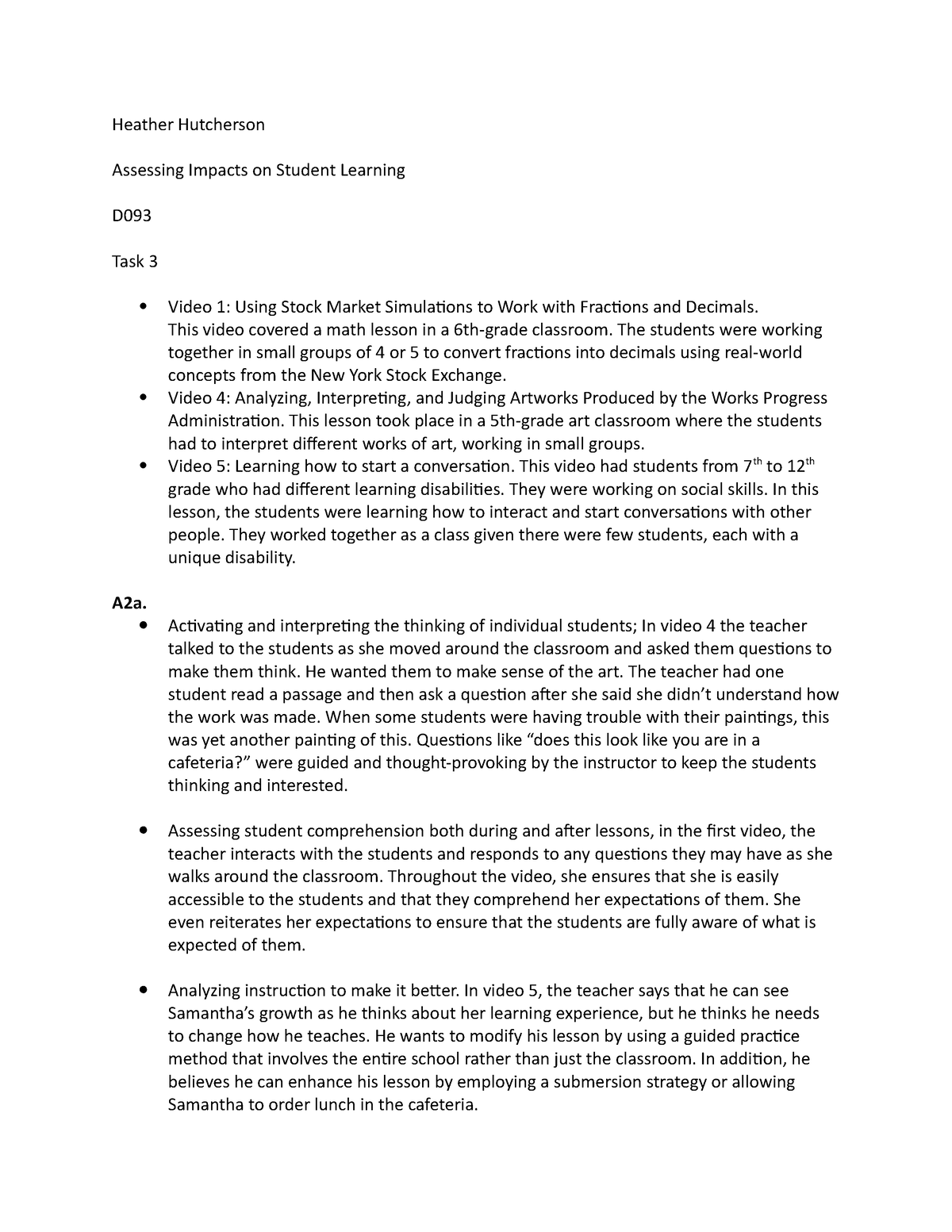 Heather Hutcherson task 3 -8 - Heather Hutcherson Assessing Impacts on ...