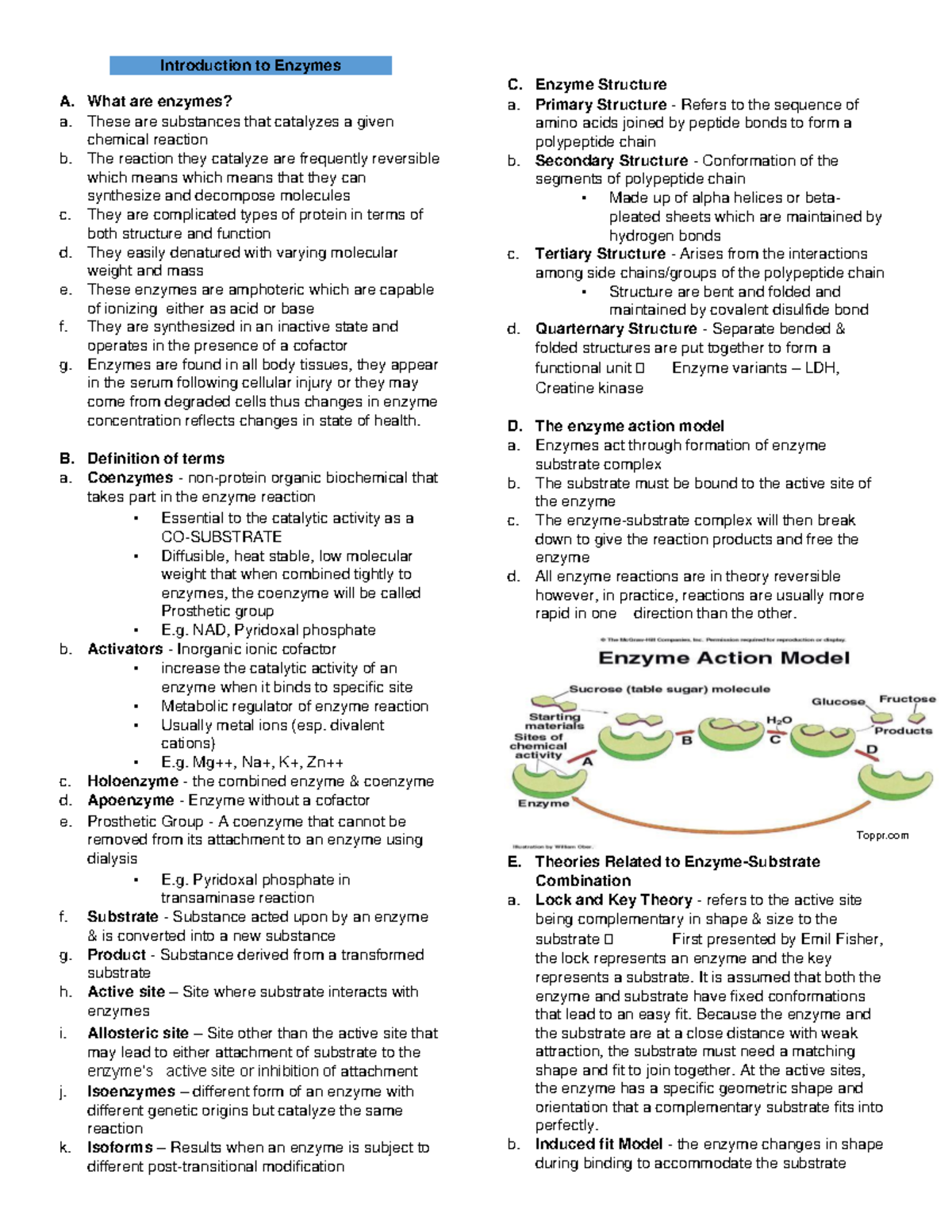 Clinical Chemistry Compiled- Notes - Introduction To Enzymes A. What ...