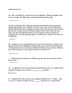 Exam 2 (chapters 4-6) - EXAM 2 (Chapters 4-6) Subjects claiming to ...