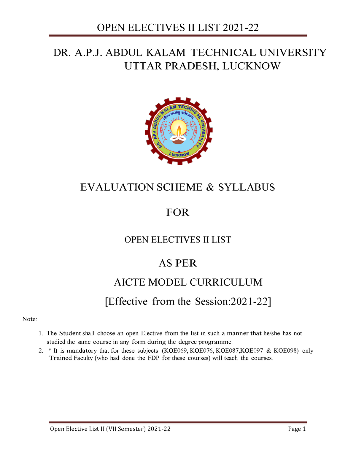 B.Tech. Open Elective II 4th Year VII Semester 2021 - OPEN ELECTIVES II ...