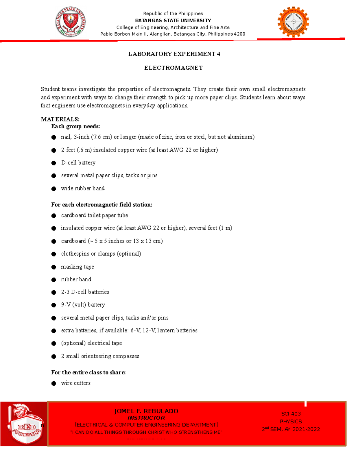 Group#3 EE 1203 Laboratory Experiment 4 - LABORATORY EXPERIMENT 4 ...