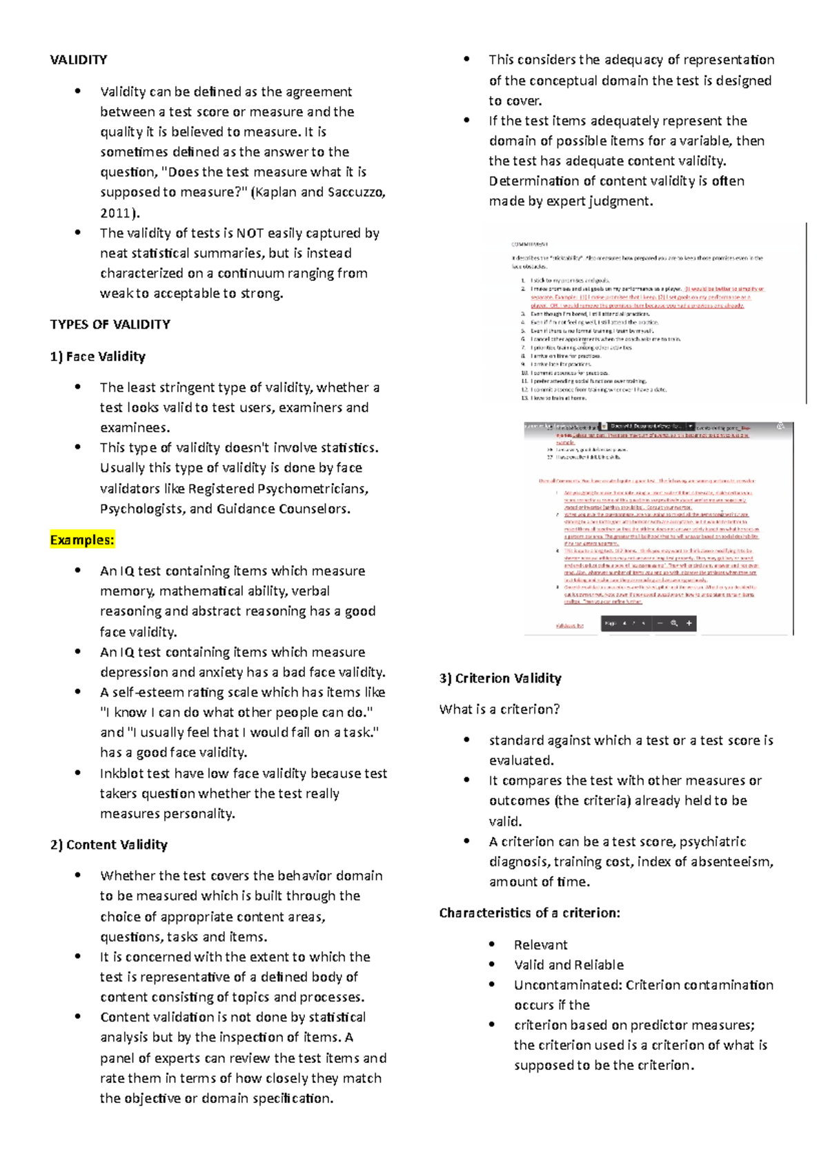 PSY- Asses-mid - Psychological assessment - VALIDITY Validity can be ...