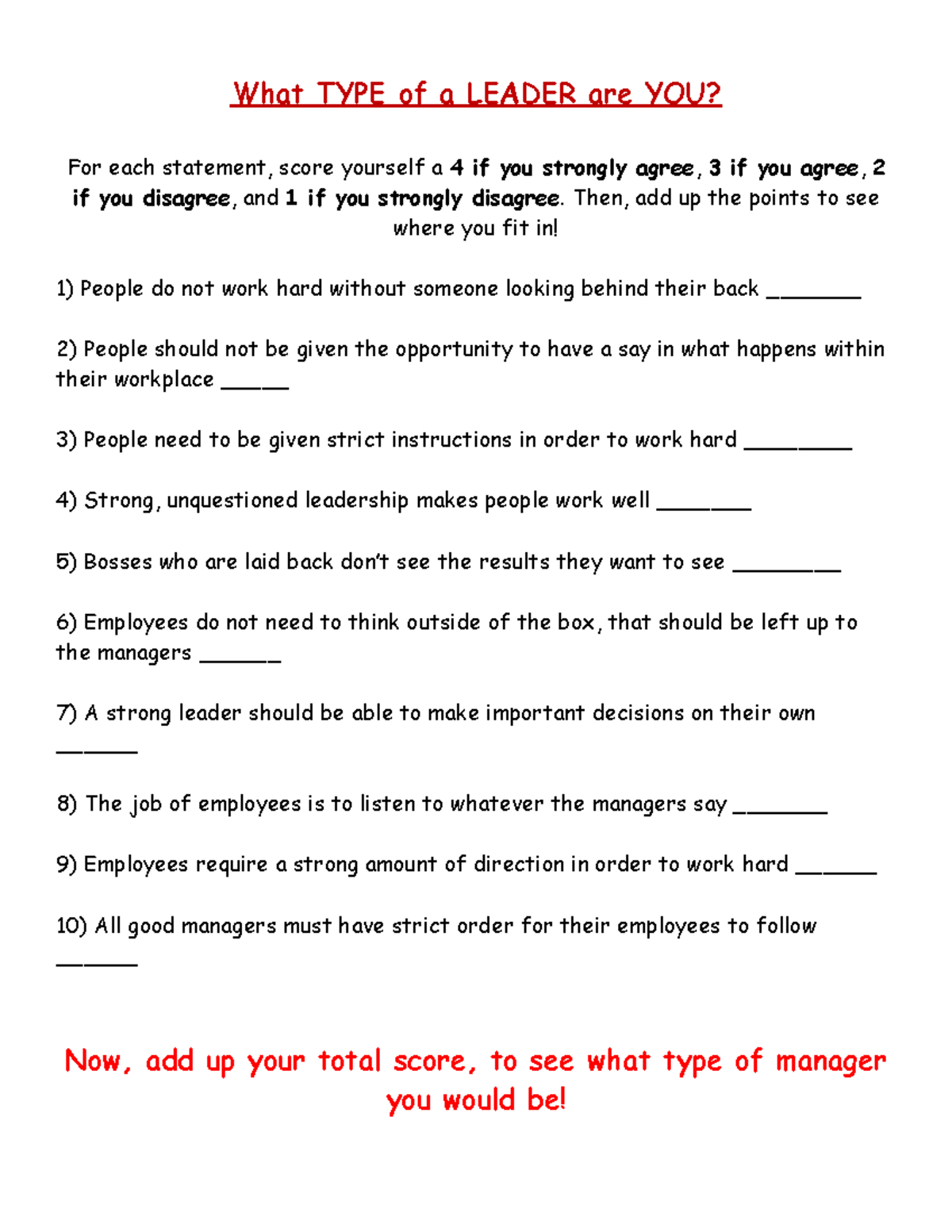 What Type of a Leader are You Quiz - What TYPE of a LEADER are YOU? For ...