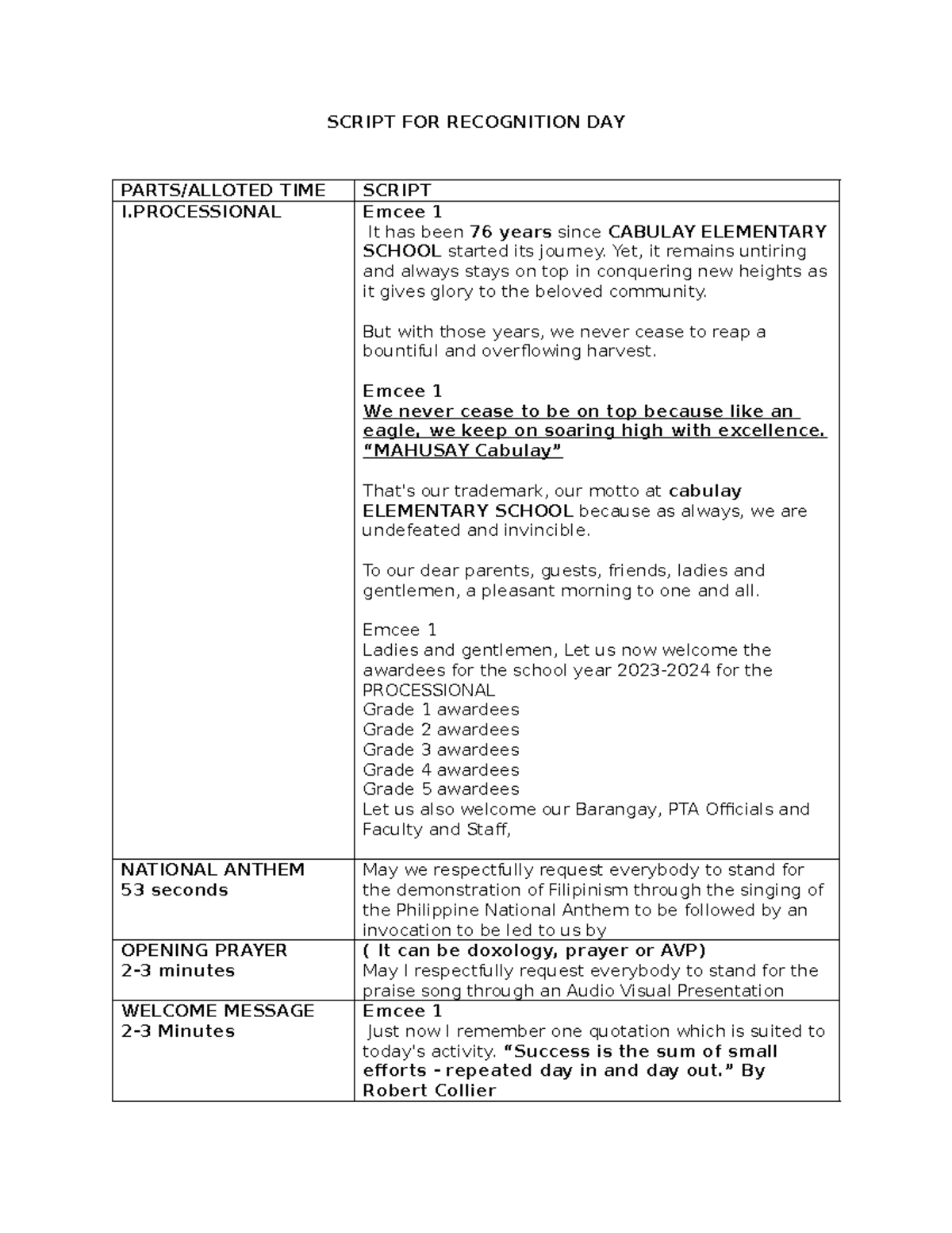 Script FOR Recognition Rites FINAlly edited - SCRIPT FOR RECOGNITION ...