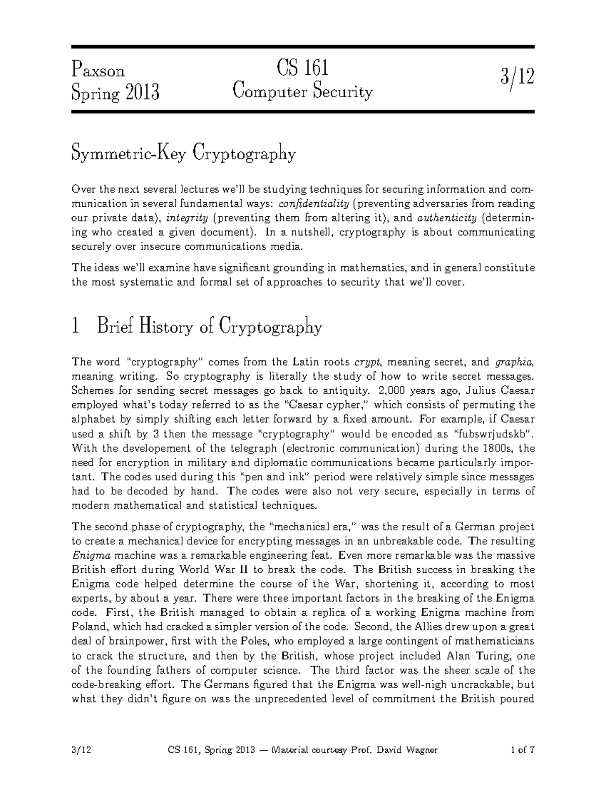 Lecture 14 Notes - Paxson Spring 2013 CS 161 Computer Security 3 ...